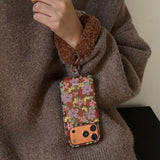 Retro Brown Oil Painting Colorful Flower Phone Case For iPhone