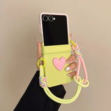 Matte Candy Color Collision Wrist Strap Case For Samsung Z Flip 8 7 6 5 4 3