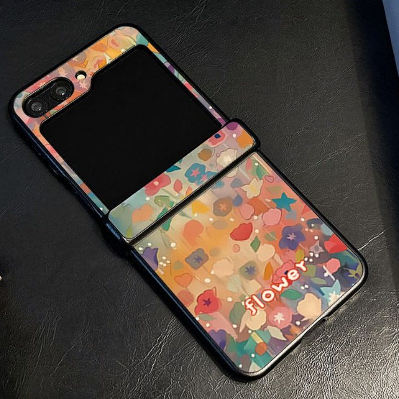 Colorful Flower Hinged All-inclusive Phone Case For Samsung Z FLIP