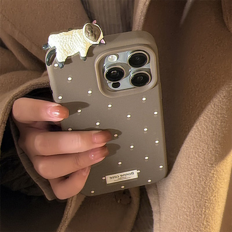 Cute 3D Cat Simple Polka Dot Soft Phone Case For iPhone