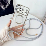 Crossbody Lanyard Strap Plating Magnetic Case For iPhone