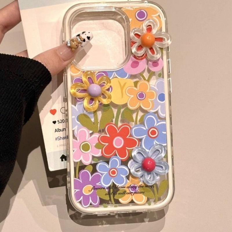 Colorful 3D Flower Phone Case For iPhone