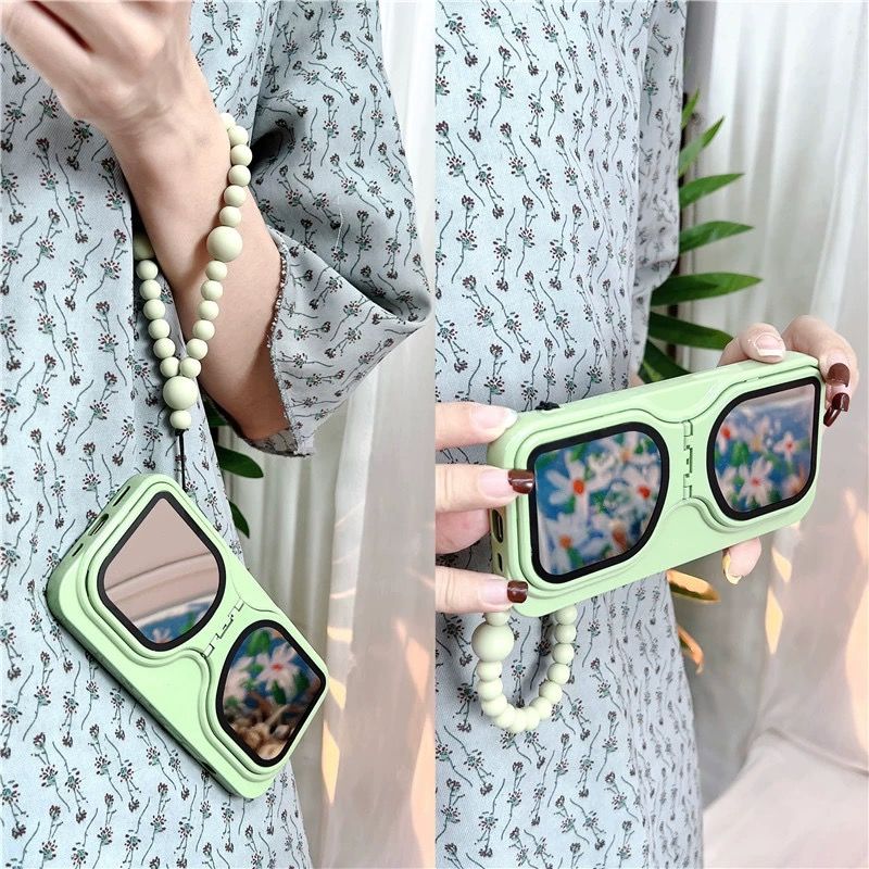 Mirror Glasses Folding Stand Phone Case For iPhone