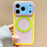 Color-blocked Polka Dot Magnetic Phone Case For iPhone