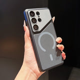 Color-blocked Fabric Magnetic Phone Case For Samsung