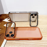 Folding Flip Full Lens Stand Transparent Phone Case For iPhone