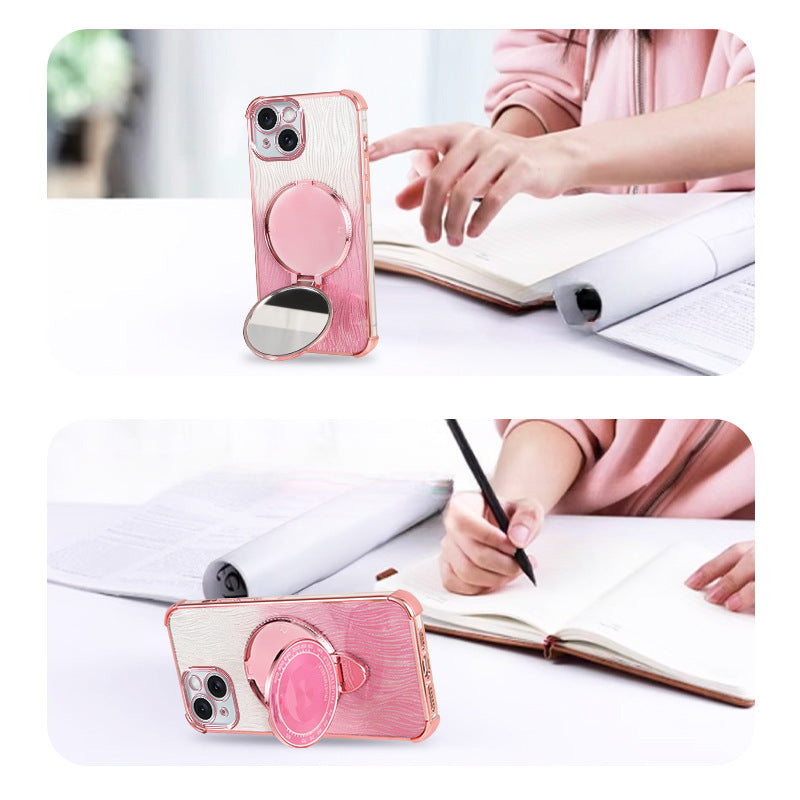 Electroplating Bracket Makeup Mirror Phone Case For iPhone