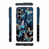 Blue and Gold Butterfly Two-in-one Double-layer Anti-fall Mobile Phone Case For Samsung