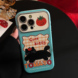 Original Doodle Cat Cartoon Leather Phone Case for iPhone