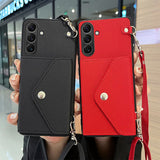 Coin Card Holder Crossbody Strap Soft Phone Case For Samsung