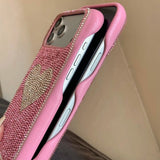 Full Screen Glitter Rhinestone Love Heart Phone Case For iPhone