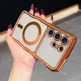 Rhinestone Wave Transparent Magnetic Phone Case For Samsung