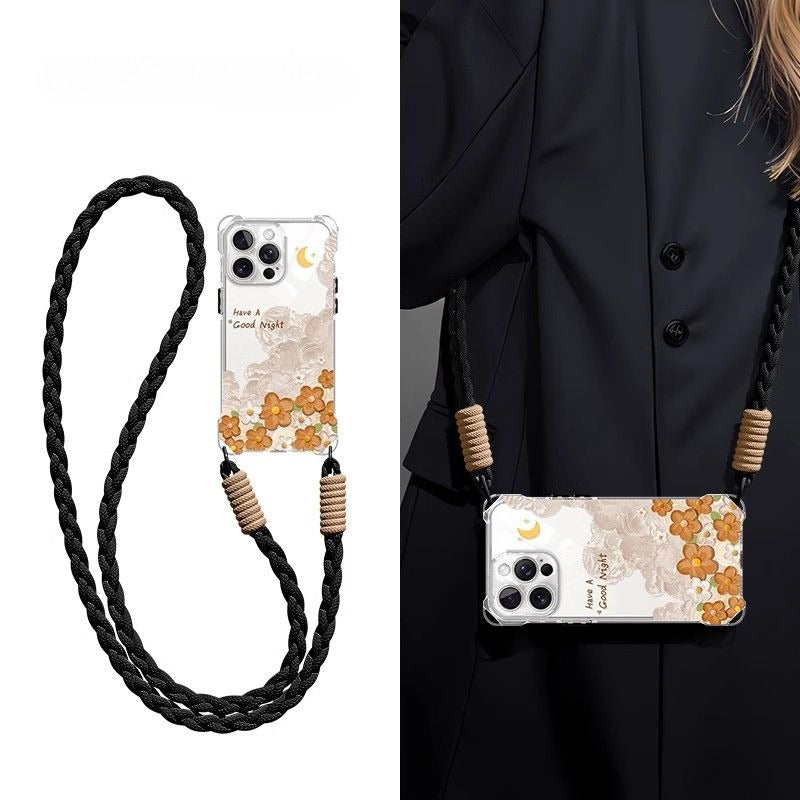 Flower Crossbody Soft Phone Case For iPhone