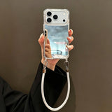Simple Mirrored Phone Case with Lanyard For iPhone