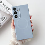 New Solid Color Magnetic Phone Case with Built-in Lens Film For Samsung