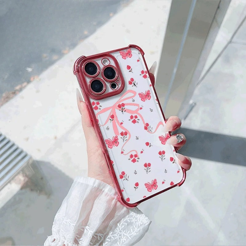 Butterfly Four Corner Anti-drop Lucency Phone Case For iPhone