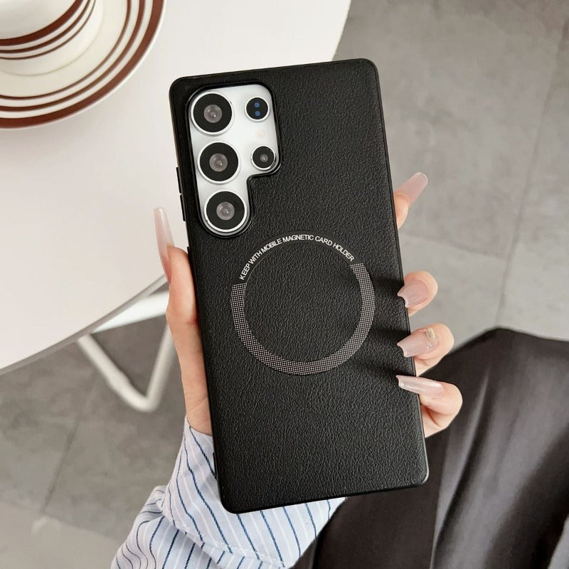 Leather Full Cover Anti-fall Magnetic Mobile Phone Case For Samsung