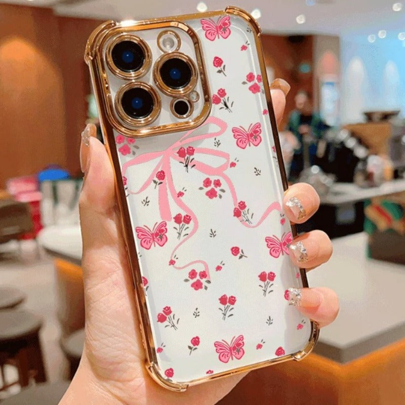 Butterfly Four Corner Anti-drop Lucency Phone Case For iPhone