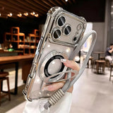 Transparent Magnetic Stand Plating Phone Case For iPhone