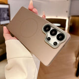 Solid Color Rock Sand Magnetic Phone Case For Samsung