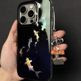 Gradient Smudge Hollow Koi Phone Case For iPhone