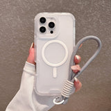 Frosted Magnetic Phone Case with Hand Strap For iPhone