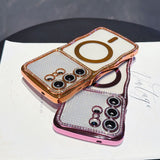Rhinestone Wave Transparent Magnetic Phone Case For Samsung
