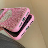 Full Screen Glitter Rhinestone Love Heart Phone Case For iPhone