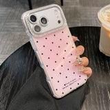 Polka Dot Rhinestone Lens Film Phone Case For iPhone
