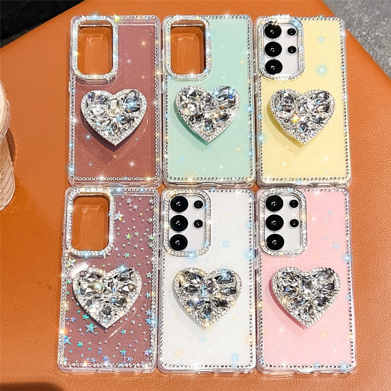 Glitter Heart Phone Case For Samsung