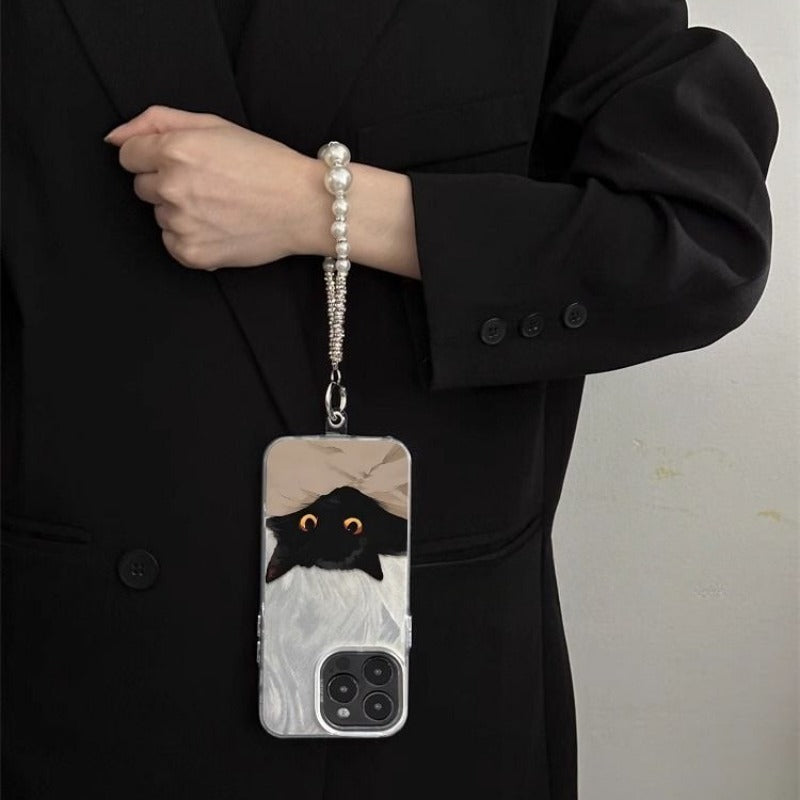 Lazy Black Cat Feather Phone Case For iPhone