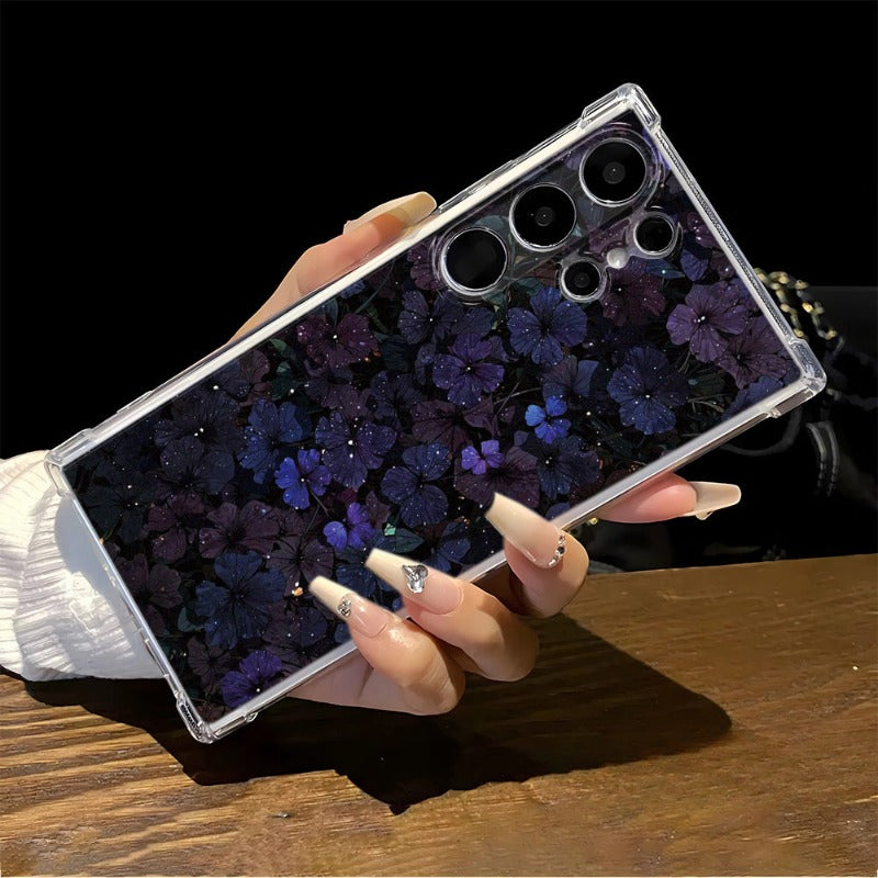 Purple Flower Transparent Soft Phone Case For Samsung