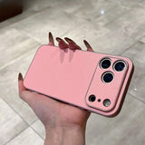 Solid Color Large Window Phone Case For iPhone