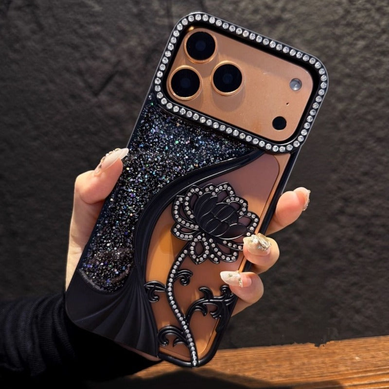 Flower Glitter Phone Case For iPhone