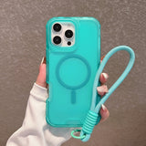 Frosted Magnetic Phone Case with Hand Strap For iPhone