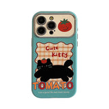 Original Doodle Cat Cartoon Leather Phone Case for iPhone