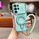 Electroplated Wave Double Heart Large Window Phone Case For Samsung