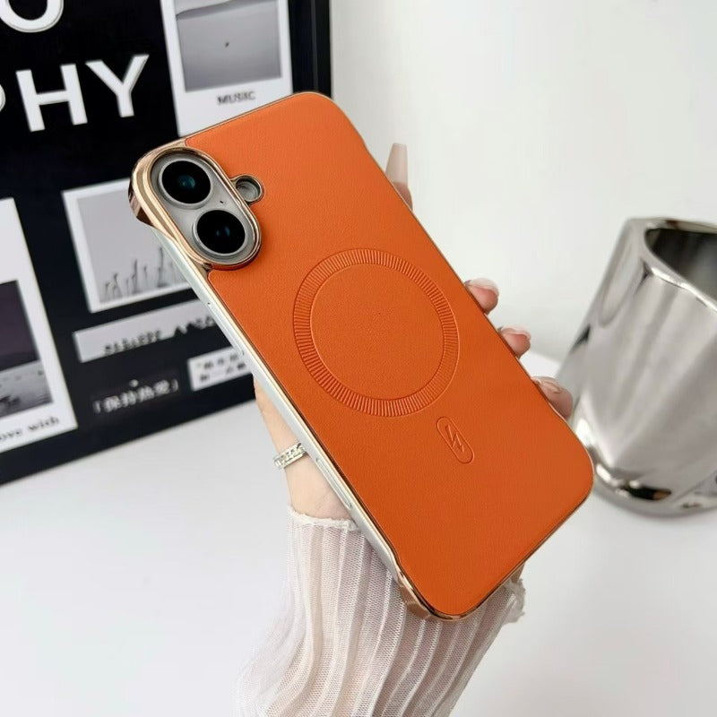 Ultra-thin Magnetic Frameless Leather Phone Case For iPhone