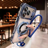 Transparent Magnetic Stand Plating Phone Case For iPhone