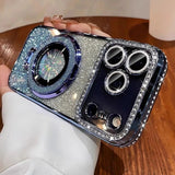 Plating Transparent Diamond Glitter Magnetic Phone Case For iPhone