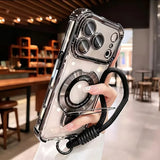 Transparent Magnetic Stand Plating Phone Case For iPhone