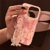 Butterfly Bowknot Rose Pink Phone Case For iPhone