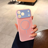 Color-blocked Large Window Hollowed-out Magnetic Phone Case For iPhone