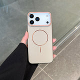 Color-blocking Invisible Stand Magnetic Phone Case For iPhone