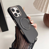 Magnetic Leather Metal 360 Degree Rotating Bracket Mobile Phone Case For iPhone