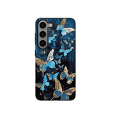 Blue and Gold Butterfly Two-in-one Double-layer Anti-fall Mobile Phone Case For Samsung