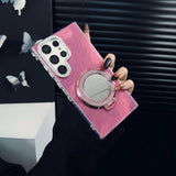 Foil-textured Mirror Stand Phone Case For Samsung