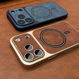 Artificial Leather Matte Magnetic Phone Case For iPhone