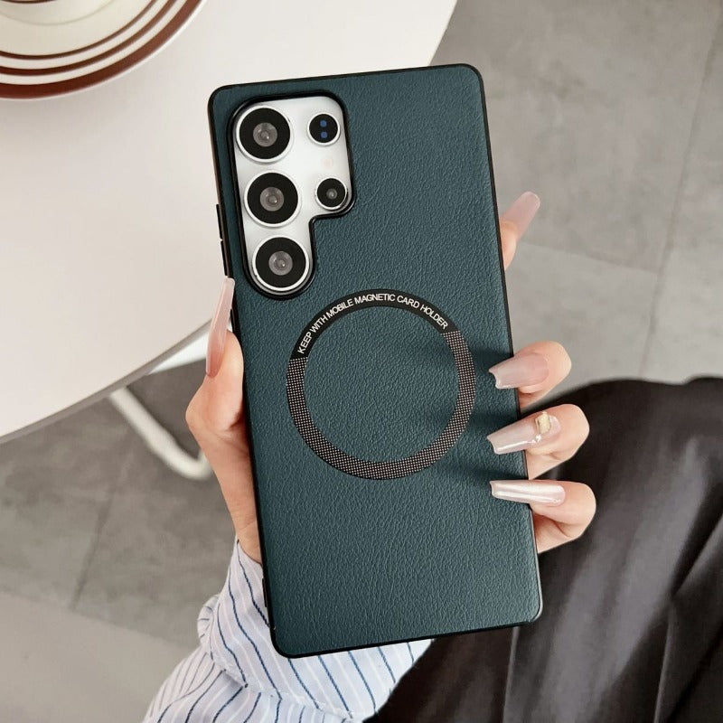 Leather Full Cover Anti-fall Magnetic Mobile Phone Case For Samsung