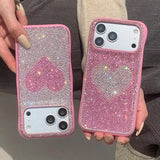 Full Screen Glitter Rhinestone Love Heart Phone Case For iPhone